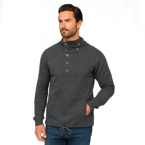 AllSaints Alpha Hoody Men’s Wool Blend Button Collar Sweater